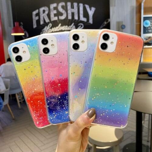 Colorful Phone Case For iPhone 12 11 Pro Max Mini 7 8 Plus SE 2020 X XR XSMax Fashion Rainbow Silicone Soft TPU Back Cover Funda