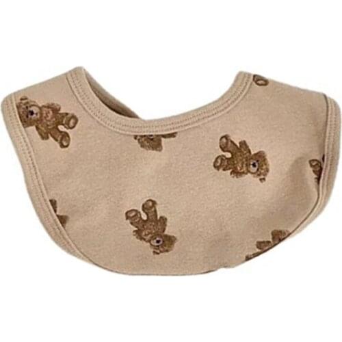 D7WF Baby Bib Saliva Towel Cute Bear Print Scarf for 0-5 Age Keep Babies Dry All Day