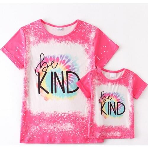Girlymax Summer Baby Girls Mommy &me Boutique Cotton Tie Dye Top T-shirts Children Clothes Kids Clothing Be Kind Short Sleeve