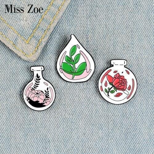 Potted Plants Enamel Pin Custom Bottles Brooches Clothes Shirt Lapel Backpack Badges Flowers Jewelry Gift for Friends