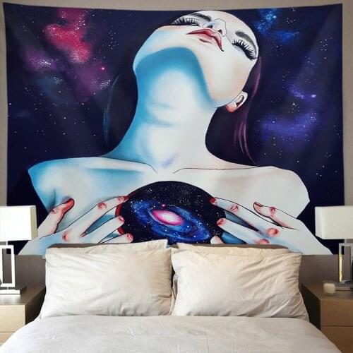 Gothic women girl galaxy heart art Wall Tapestry Wall Hanging Home Decor