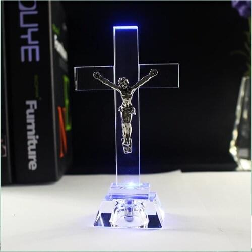 Christian Gifts Crucifix Crystal Jesus Crosses Statue Religious Style Crucifijo Church Decoration Home Decor Crafts Ornament