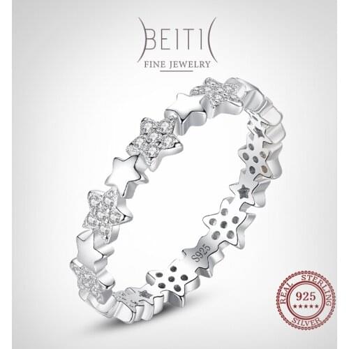 Beitil Dazzling Clear Zircon Fine Star Shape Finger Ring For Women 925 Sterling Silver Fashion Jewelry 2021 New Style