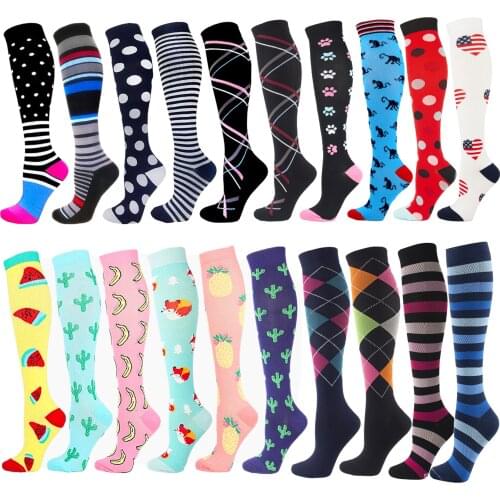 Compression Socks Multi Color Marathon Socks Varicose Veins Medical For Men Women Outdoor Running Nurse Best Graduated Calf Pain