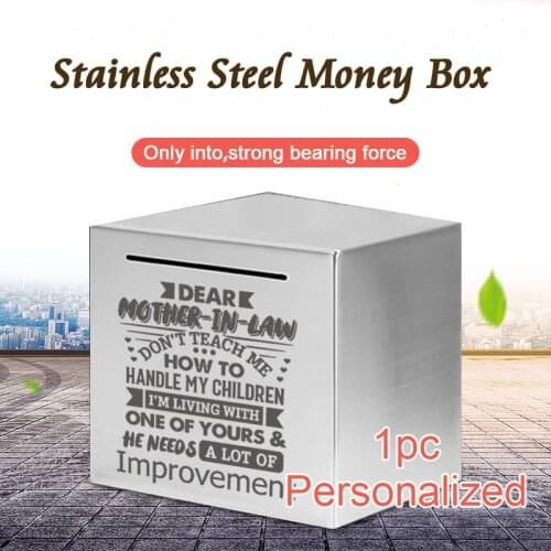 Engraved Safe Piggy Bank Stainless Stell Box Money Savings Bank For Kids Can Only Save The Piggy Bank Personalized CQG00031
