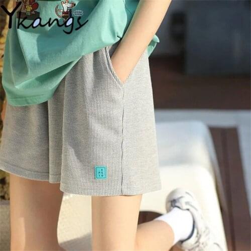 Summer Casual Loose Solid Running High Waist Embroidery Shorts Femmer Sports Korean Pocket Fashion Black Clothes Shorts Women