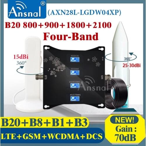 LTE B20 800 900 1800 2100Mhz Four-Band Cellular Repeater GSM 2G 3G 4G CellPhoneSignal Booster LTE DCS UMTS 4G Cellular Amplifier