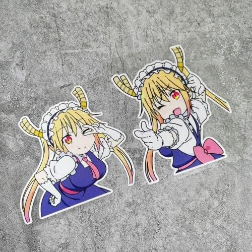 Cute Maid Reflective Cartoon Anime Girl Car Stickers Cartoon Cartoon Motorcycle Body Tank Decal Reflective