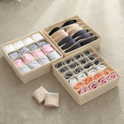 Washable Underwear Storage Box Foldable 7 16 24 Grids Bras Socks Dawer Organizer Multi-Function Home Storage Organizer