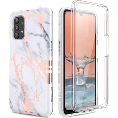 2 in 1 Soft Rose Gold Case for Samsung Galaxy A32 A52 5G A02s A12 case with Built-in Screen protector Cover for A72 4G capa