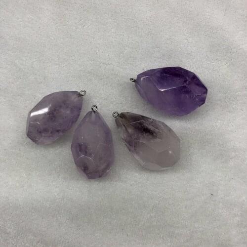 Wholesale10pcs Faceted Amethyste Quartz Drop Pendant,For Gem Stone Jewelry Necklace,Approx 45mm