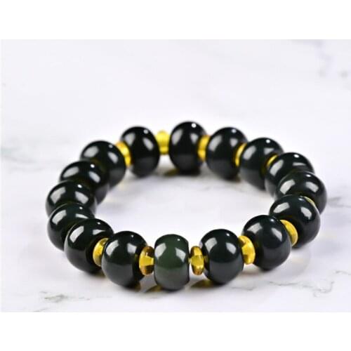 Genuine Natural Jade Bracelet Women Men Real Chinese Xinjiang Hetian Green Jades Stone Beaded Braceles Accessorie Jewellery