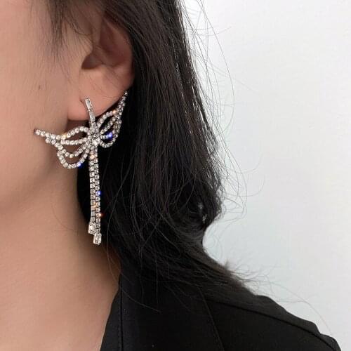 Woman Exceed Shining Earrings Pendants Butterfly Shape Rhine stone Korean jewelry Crystal Accessories Fashion Young Girl Gift