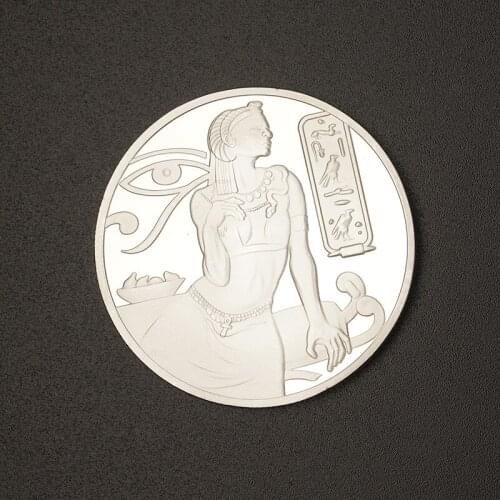 Egypt Cleopatra Silver Plated 40mm Egyptian Queen Nefertiti Commemorative Coin Tourism Gift