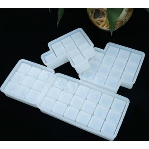 Crystal Epoxy Square Checkered DIY Lipstick Jiugongge Storage Box Silicone Mold Making Swing Table Decoration Finished Product