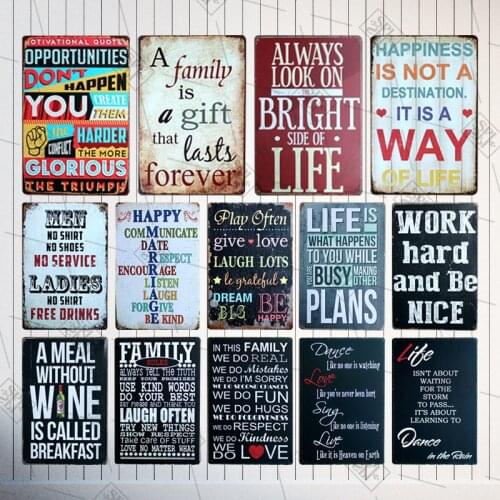 WORK HARD AND BE NICE Optimistic Inspirational Statement Metal Sign Board Home Wall Iron Door Hanging Paste Decorative Plate