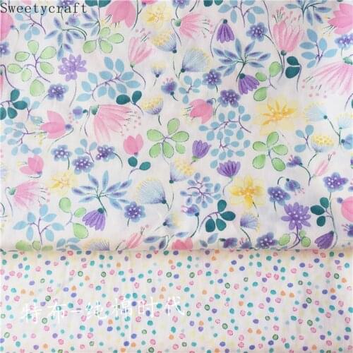 Vine Flower Twill Cotton Fabric Per Half Meter Children Dress Cloth 2021 DIY Sewing Skirt Material Hometextile Clothes 160x50cm