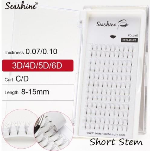 Seashine Volume Lash Premade Fans 8-15mm Short Stem Faux Mink Eyelashes Extension Supplies Premade Volume Fans Lashes Factory