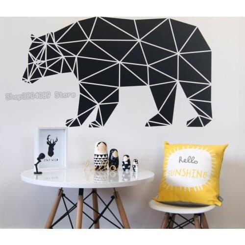 Removable Black Geometric Bear Wall Stickers Decals Art Vinyl Home Decoration For Children Baby Rooms YY196