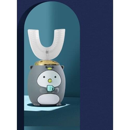 Smart 360 degree U-shaped electric toothbrush for children silicone automatic ultrasonic toothbrush cartoon pattern for children