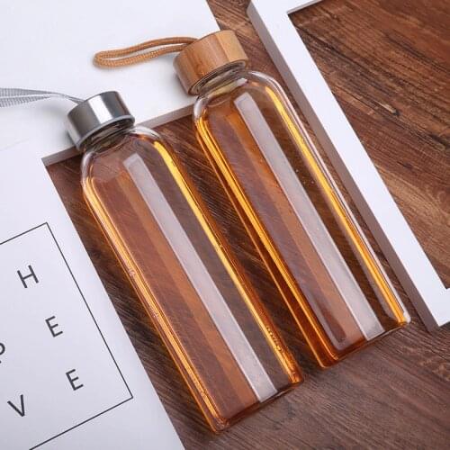 550ml Tour Drinkware Portable Sport Glass Fruit Tea Bottle Outdoors Glass Water Bottle With Rope Direct Drinking