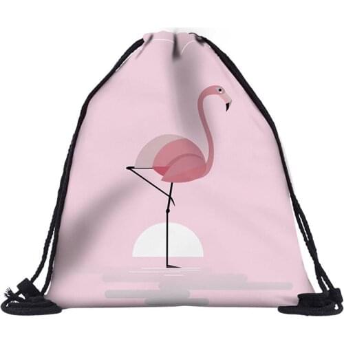 1pcs Polyester Drawstring bags Fashion natural gifts jute bag Pouches jewelry Packaging for Wedding Party Birthday with flamingo