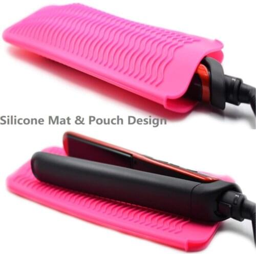 Silicone Heat Resistant Travel Mat Pouch For Curling Iron Hair Straightener Multi-function Non-slip Flat Iron Hair Styling Tool