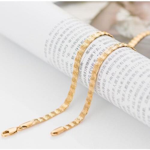 High quality workmanship fine blade chain snake bone chain plated filled gold couple necklace cheap jewelry man woman