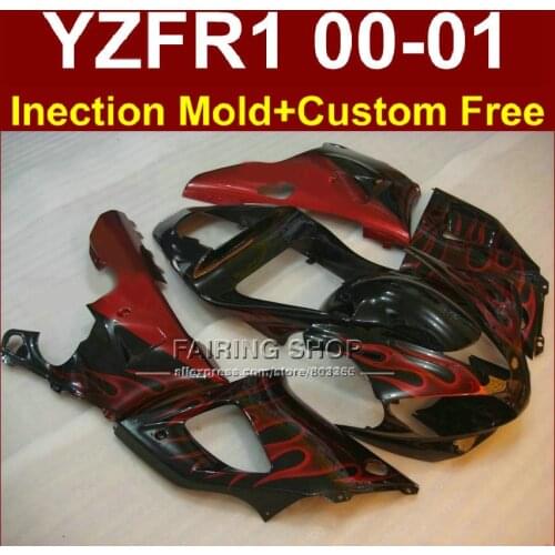 High grade bodyworks for YAMAHA red flame fairings YZFR1 2000 2001 yzf 1000 YZF R1 00 01 ABS plastic body repair parts+7gifts