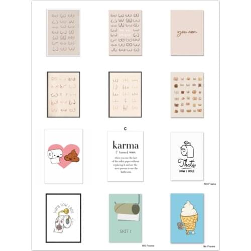 Funny Bathroom Feminist All Boobs Line Drawing Wall Art Self-adhesive Wall Stickers Power Poster Prints Pictures Home Decoration