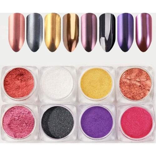 Pearl Matte Metal Nail Acrylic Powder Glitter Shimmer Sequins UV Gel Polish Chrome Pigment Nail Art Decorations Accesorios