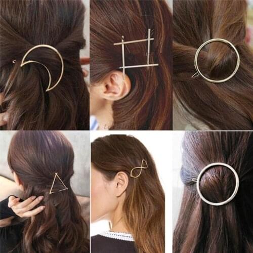 13 Styles Women Metal Alloy Minimalist Hair Clip Hollow Geometric Triangle Bowknot Lips Shape Hairpins Ponytail Holder Clamp