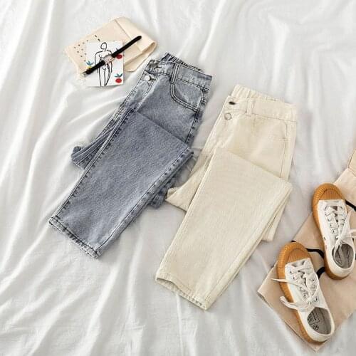 Harajuku Straight Pants Female Cotton Apricot Jeans Women High Waist Harem Mom Jeans Spring 2021 Plus Size Vintage Quality