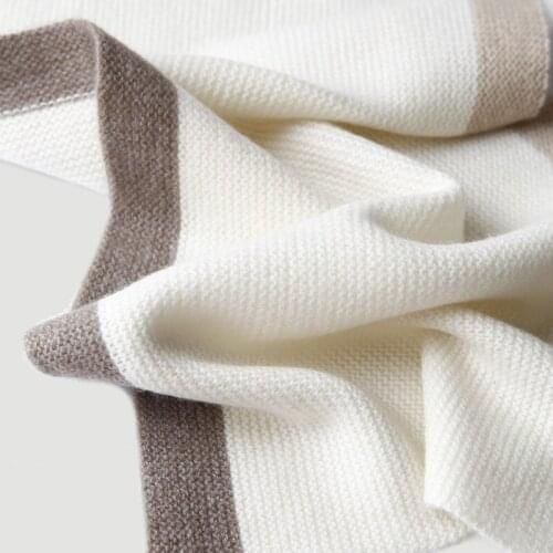 Ladies knitted cashmere scarf women striped scarf new autumn winter warm thick cashmere scarf beige