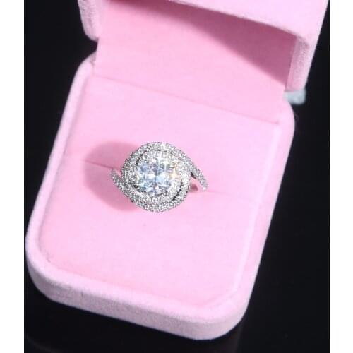 2021 New Fashion Full sparking bling Cubic Zirconia CZ geometry round Shape charm Engagement wedding Band Ring jewelry for women