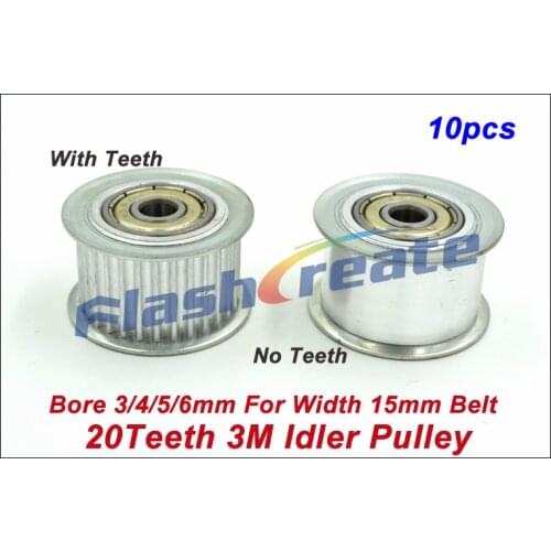 10pcs 20 Teeth 3M Idler Pulley Passive Pulley Bore 3/4/5/6mm For Width 15mm 3M Timing Belt 3M Tension Pulley With Bearing