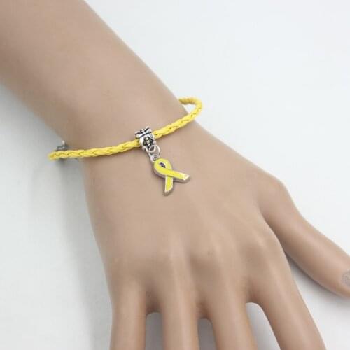 New Arrival Wholesale Endometriosis Bracelet Yellow Ribbon Charm Bracelets Awareness Jewelry for Cancer Center Foundation Gifts