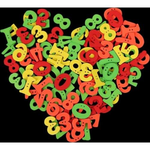 100 pcs Cute Number Wood Button DIY Craft Scrapbook Sewing Appliques Accessories E56C