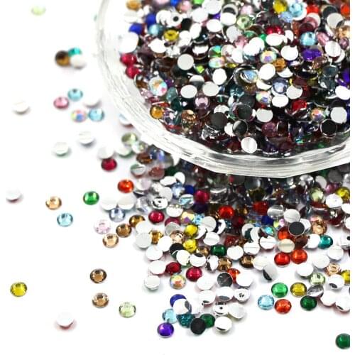 1000Pcs 3MM Nail Rhinestones Flat Back Colorful Crystal Nail Rhinestones 3D Strass Manicure Accessories Wedding Dress Decoration
