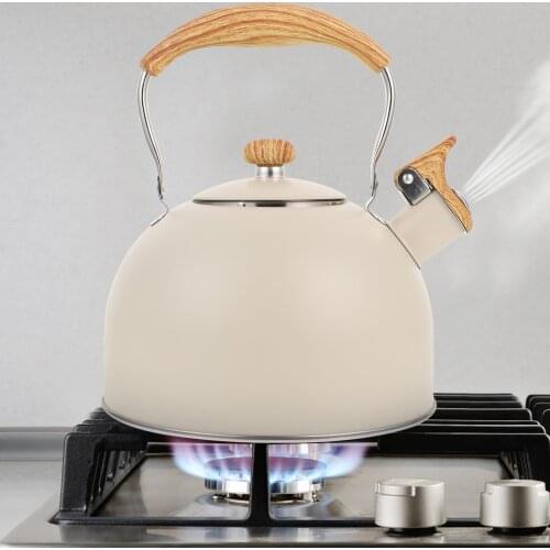 2.5L Stainless Steel Thicken Whistle Teakettle Home Water Boiling Kettle Beep Gas Stove Induction Cooker General Steel Pot