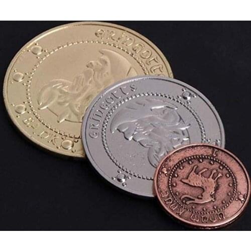 3PCS/SET Alloy Action Toy Figures Galleons Gringotts Bank Coin Collection Wizarding World Noble Replica Coins Halloween Gift