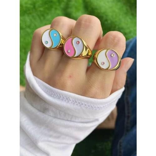 3Pcs New Fashion Gold Plated colorful Round finger ring for lady