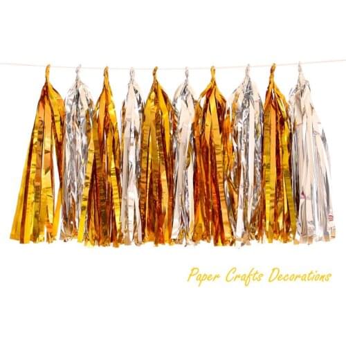 25*35cm Pack of 5pcs DIY Metallic Foil Hanging Tassel Garland for Birthday Party Rehearsal Dinner Graduation Decorations