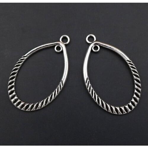 8pcs Silver Color Hollow Oval Exaggerated Raindrop Pendant DIY Ms. Necklace Bracelet Earring Charm Jewelry Findings 43*26mm