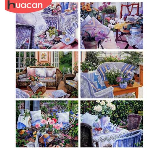 HUACAN 5d Diamond Painting House Bathroom Full Square Drill Diamond Embroidery Cross Stitch Landscape Home Decor