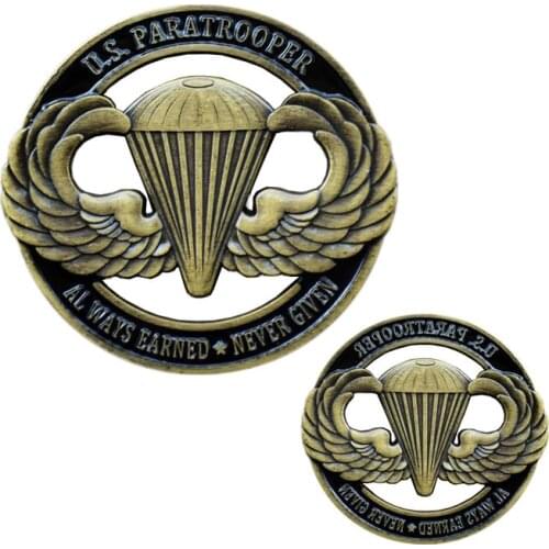 USA Army Metal Commemorative Coin US Paratrooper Challenge Copy Coins with Coin Capsule for Collection