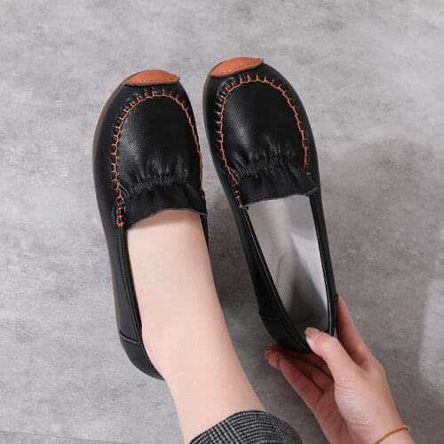 Women Flats Ballet Shoes Cut Out Leather Breathable Moccasins Women Boat Shoes Ballerina Ladies Casual Shoes