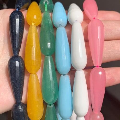 Natural Stone Beads Faceted Pink Quartz Jades Waterdrop Shape Loose Beads for Jewelry Making DIY Bracelet Accessories 15