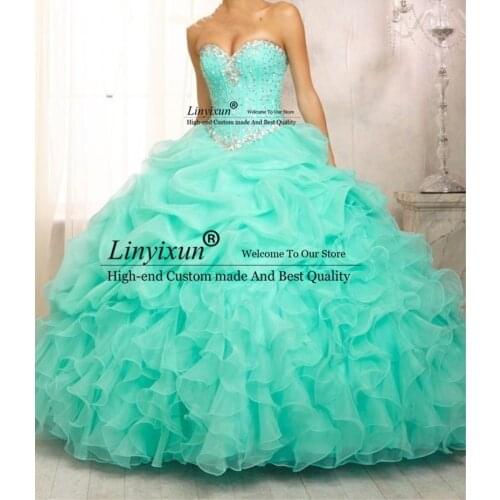 Cheap Ball Gowns Sweet 16 Long Mint Green/Pink Quinceanera Dresses With Jacket For Quinceanera 15 Years Vestidos De 15 Anos 2020
