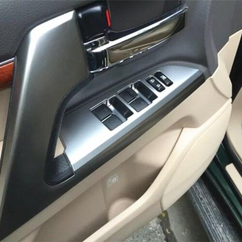 For Toyota Land Cruiser J200 2016 2017 4pcs ABS Chrome Car Interior Door Armrest Cover Window Control Button Switchs Protector